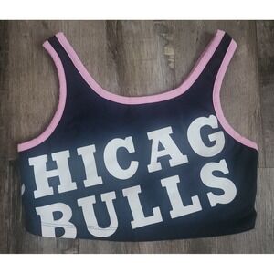 NBA Chicago Bulls Crop Top Women Small Navy Blue Pink Graphic Tank